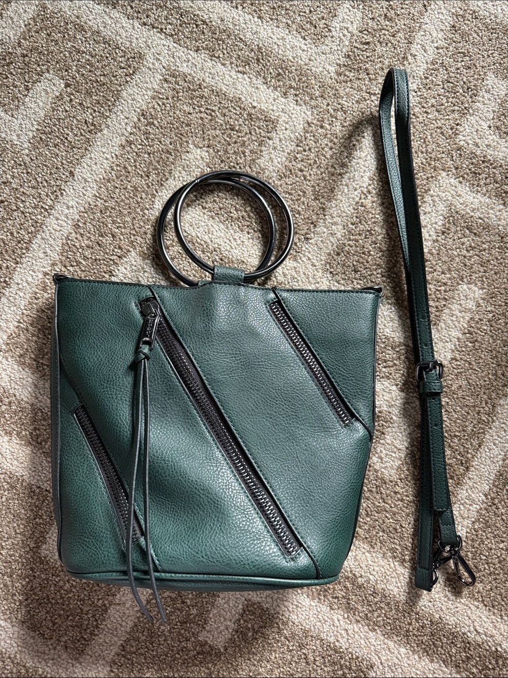 Joe’s Green Leatherette Ring-Handle Crossbody Bag